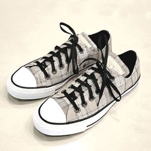 Converse Chuck Taylor All Star Low Top Papyrus Gray Taupe Black Plaid Sneakers S